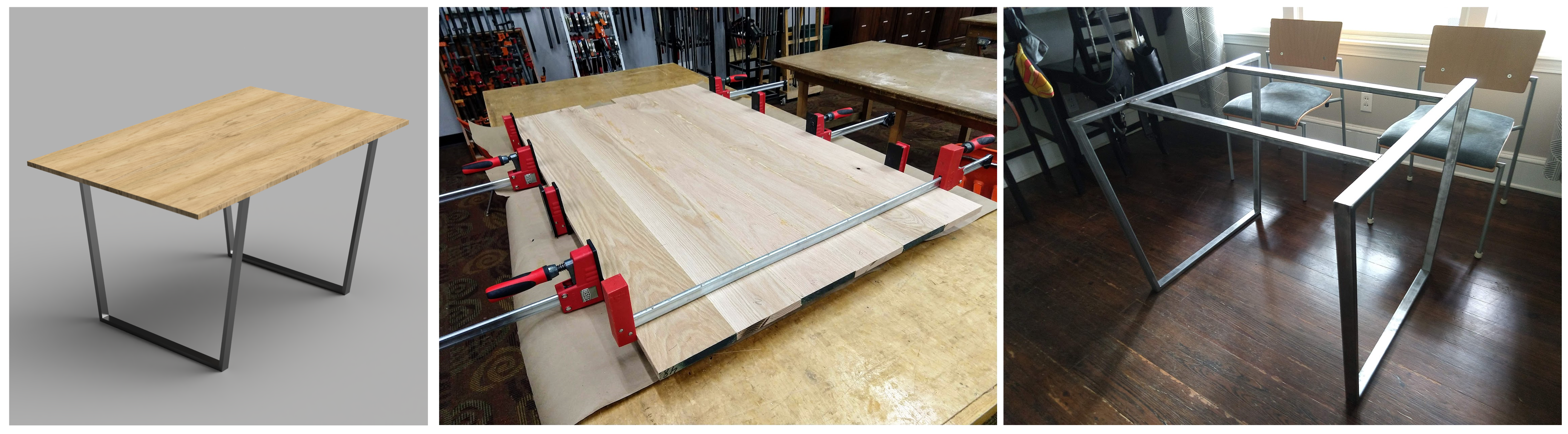 table photos showing build process